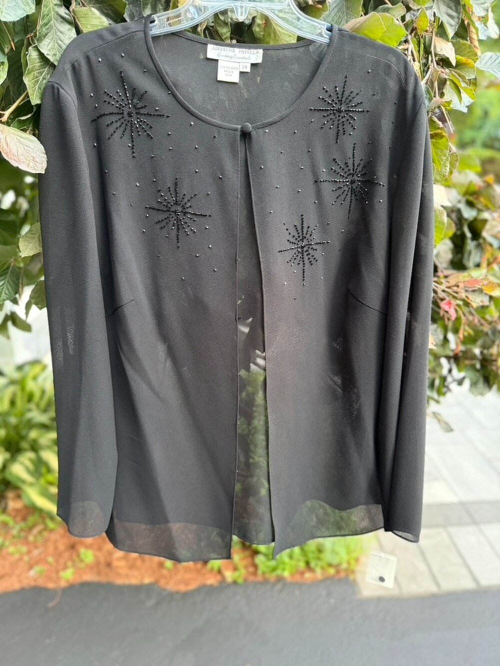 Plus Size 2X NWT Adrianna Papell Evening Beaded Sheer Chiffon Cardigan